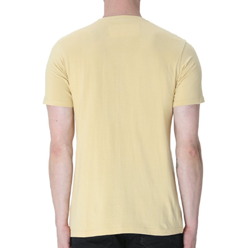Beige Unisex Plain Cotton Round Neck T-shirt