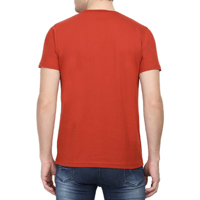 Brick Red Unisex Plain Cotton Round Neck T-shirt
