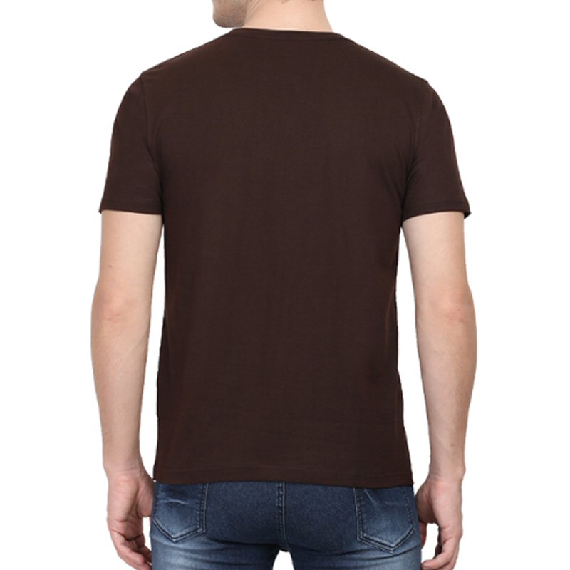 Coffee Brown Unisex Plain Cotton Round Neck T-shirt