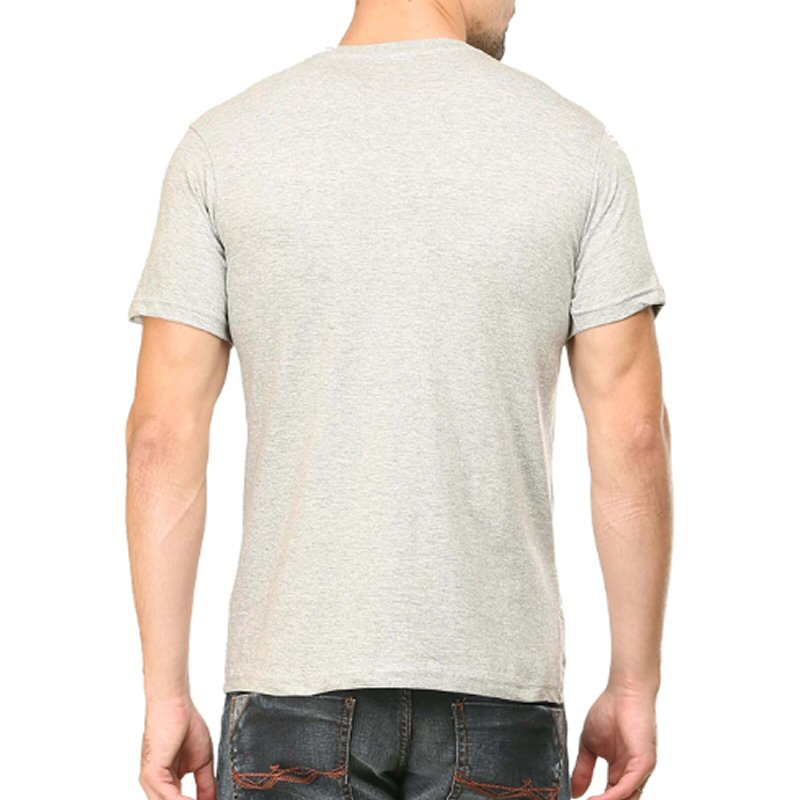 Grey Melange Unisex Plain Cotton Round Neck T-shirt