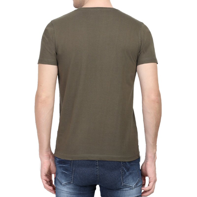 Olive Green Unisex Plain Cotton Round Neck T-shirt