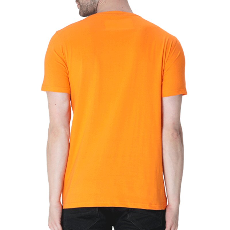 Orange Unisex Plain Cotton Round Neck T-shirt