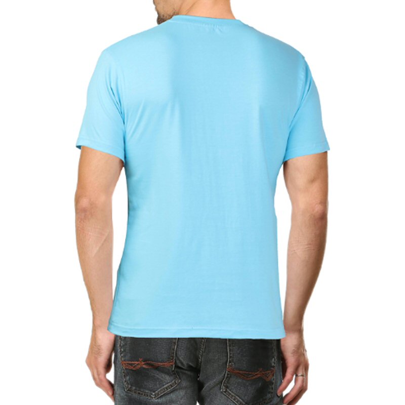 Sky Blue Unisex Plain Cotton Round Neck T-shirt