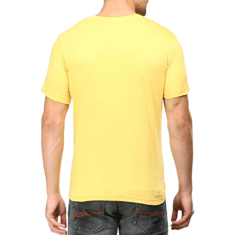 Yellow Unisex Plain Cotton Round Neck T-shirt