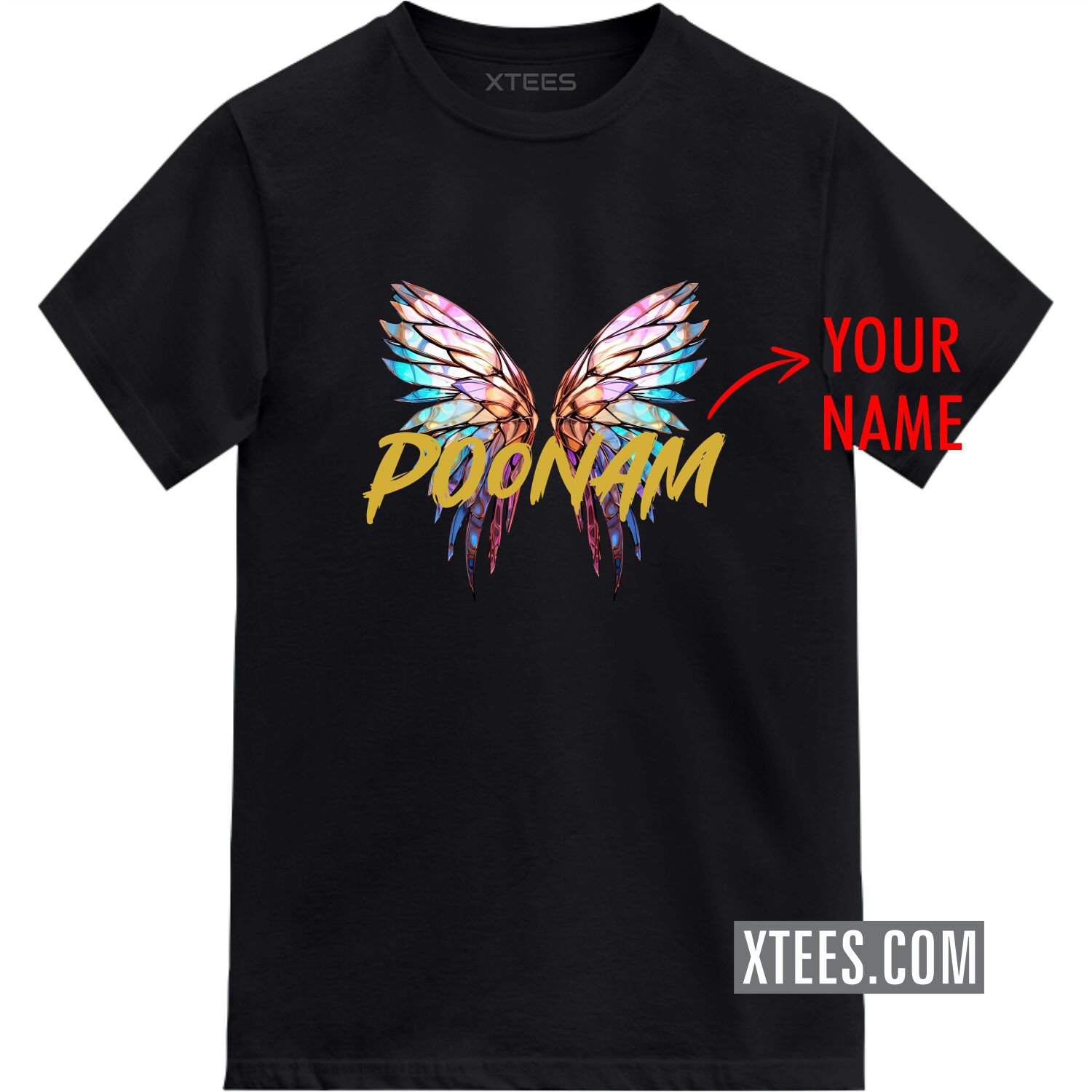 Angel Wings Custom Name Printed T-shirt