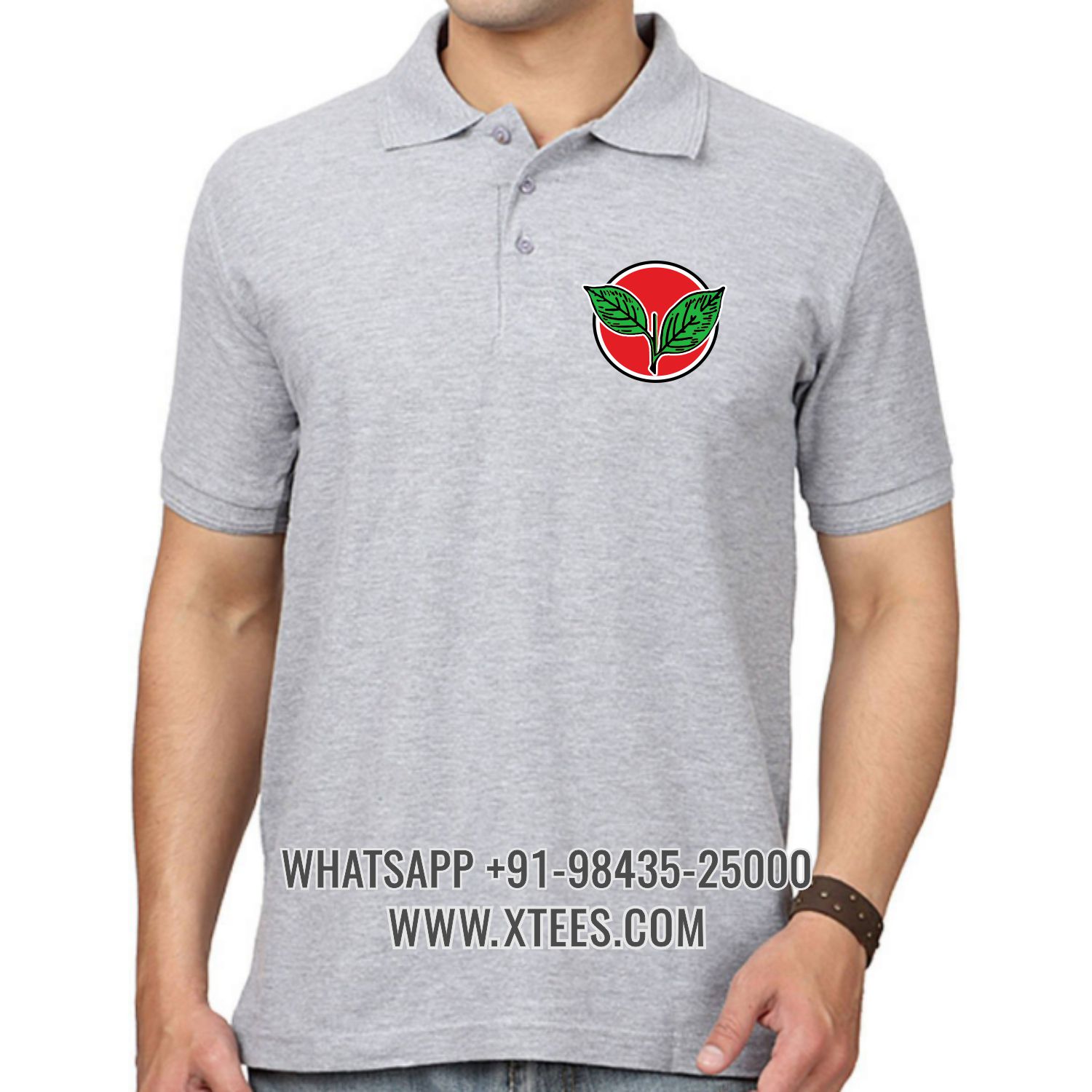 Anna Dravida Munnetra Kazhagam Admk Logo 2 Left Chest Logo Printed Collar Polo T-shirt