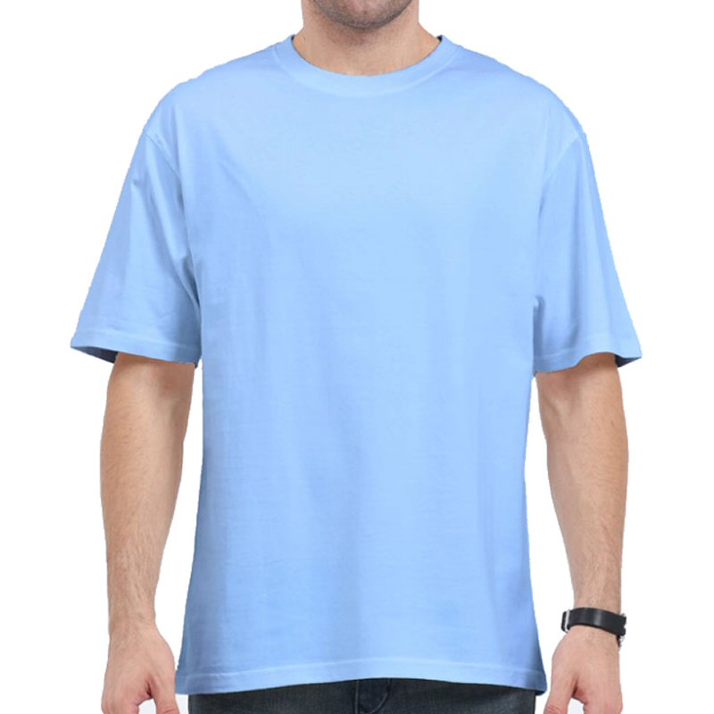Baby Blue Plain Cotton Oversized 240 GSM Round Neck T-shirt Baby Blue Plain Cotton Oversized 240 GSM Round Neck T-shirt