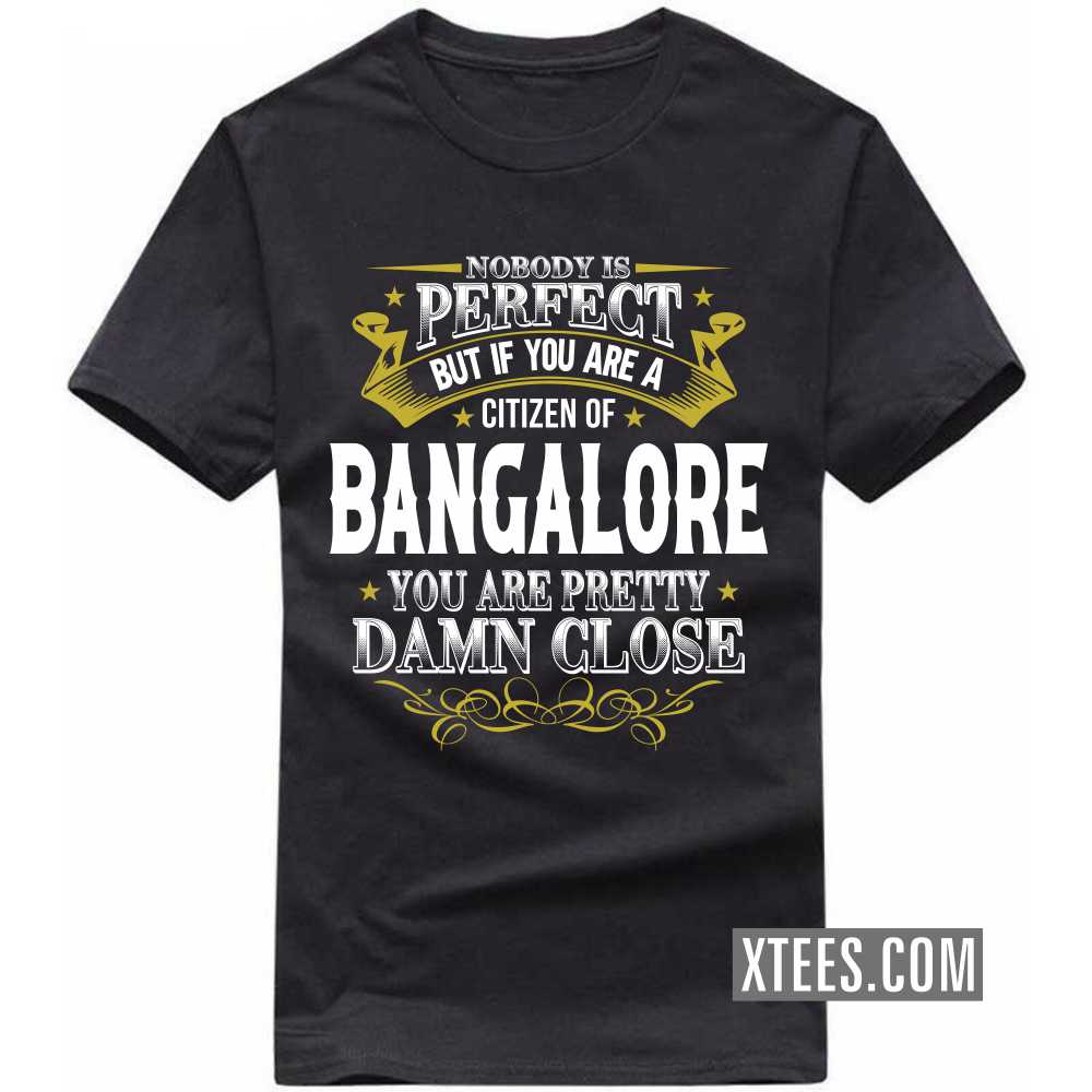 Nobody Is Perfect But If You Are A Citizen Of BANGALORE You Are Pretty Damn Close India City T-shirt
