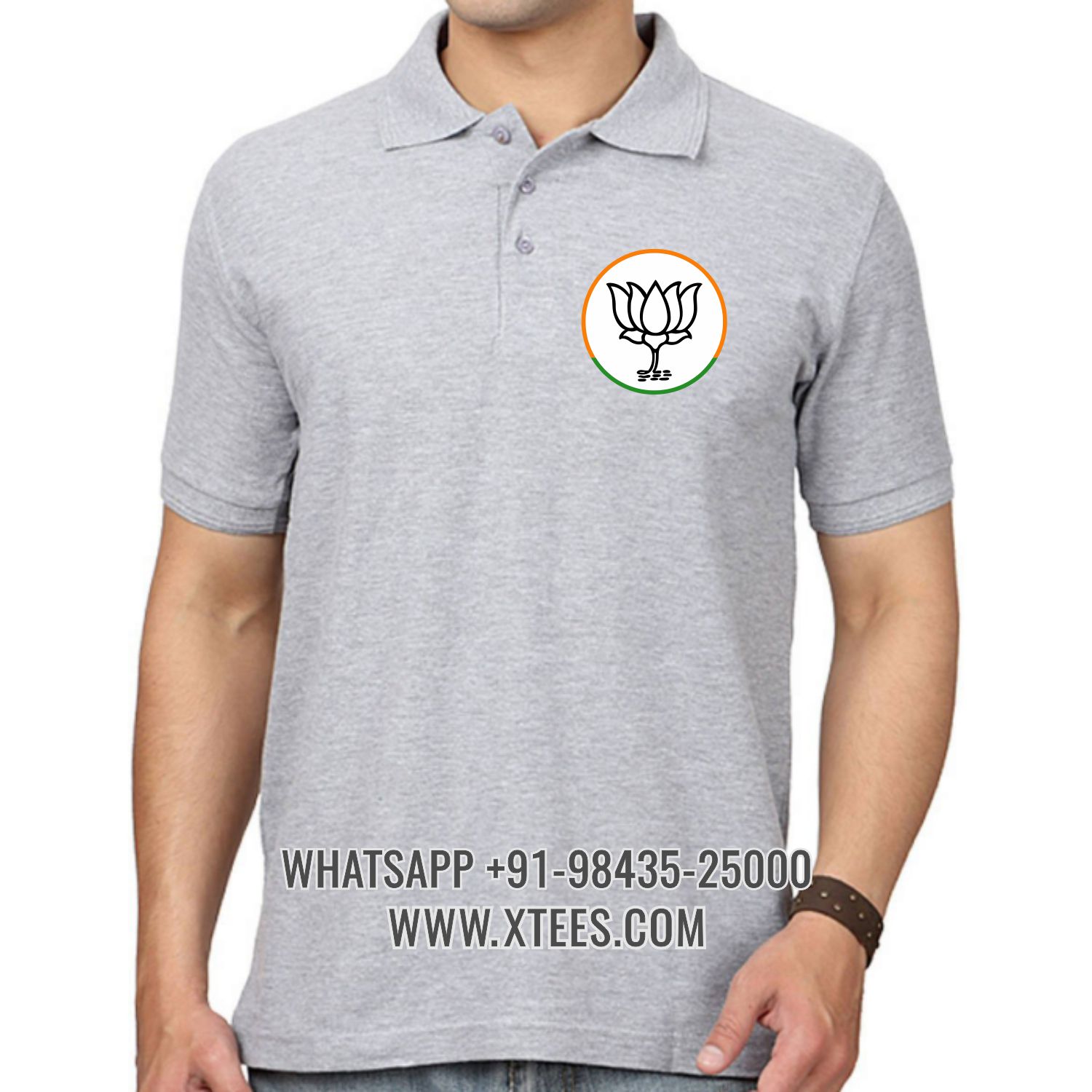 Bharatiya Janata Party BJP Logo 1 Left Chest Logo Printed Collar Polo T-shirt