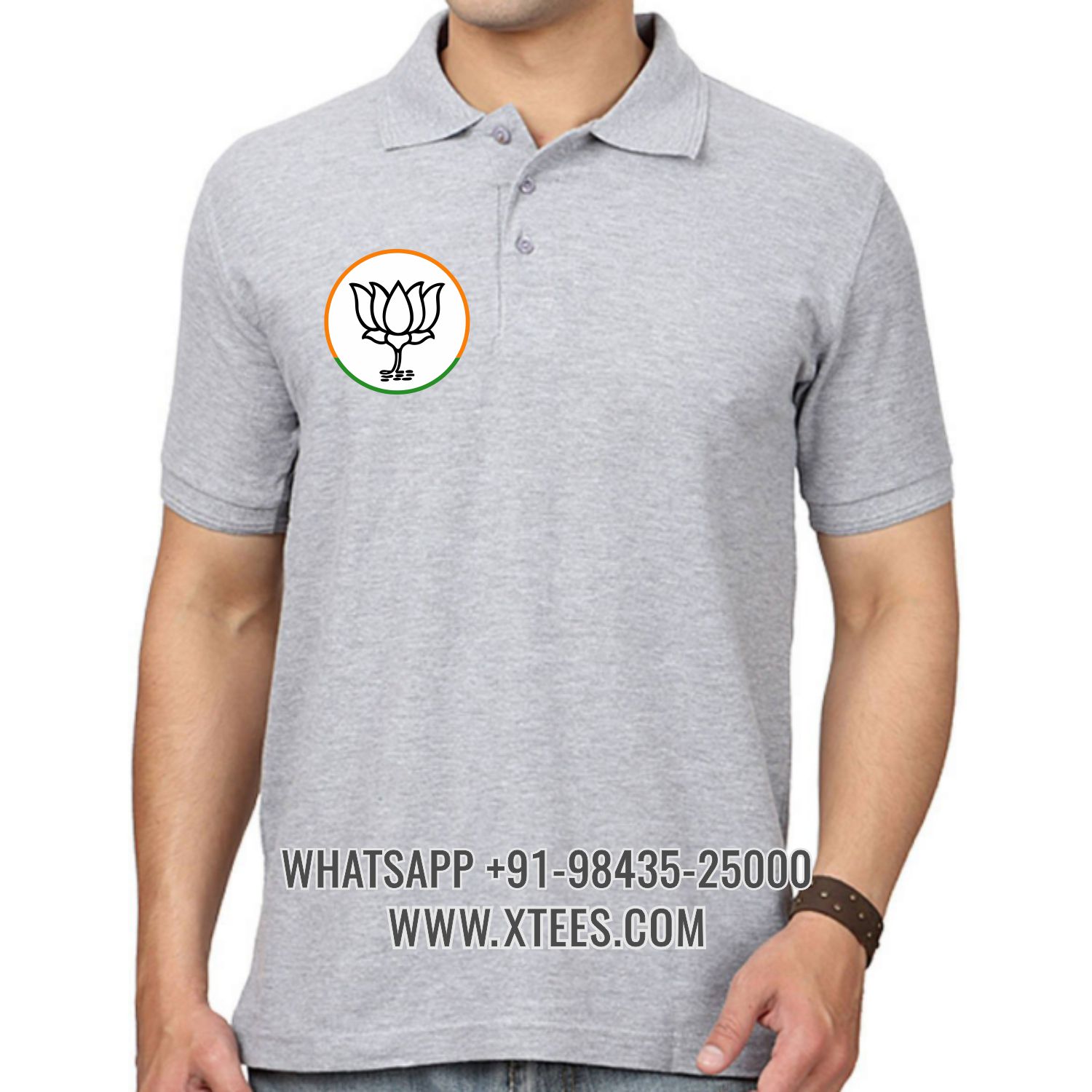 Bharatiya Janata Party BJP Logo 1 Right Chest Logo Printed Collar Polo T-shirt