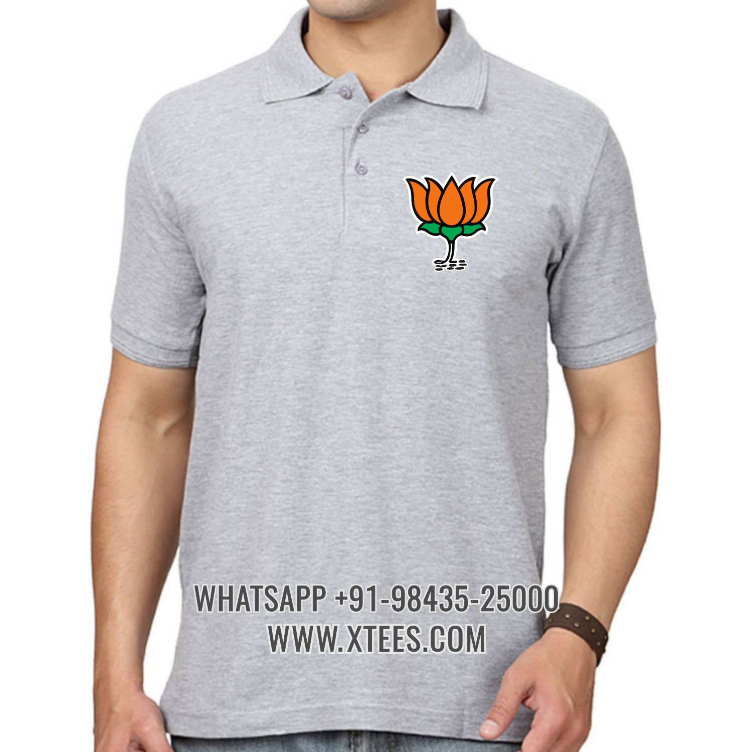 Bharatiya Janata Party Bjp Logo 2 Left Chest Logo Printed Collar Polo T-shirt Bharatiya Janata Party Bjp Logo 2 Left Chest Logo Printed Collar Polo T-shirt