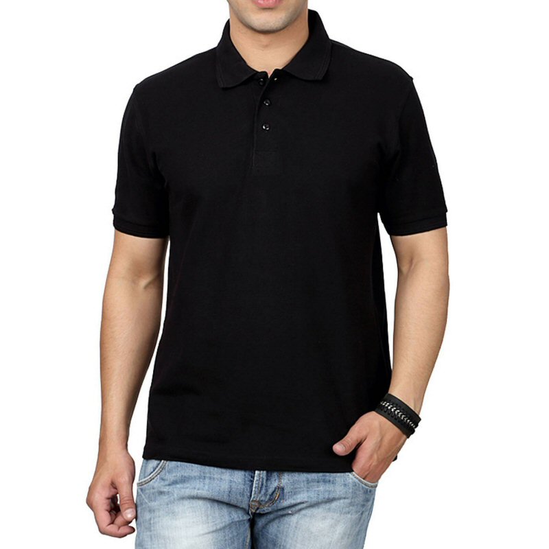 Black Plain Cotton Collar Polo T-shirt Black Plain Cotton Collar Polo T-shirt