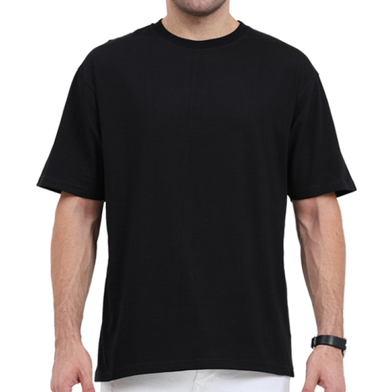 Black Unisex Plain Cotton Oversized 240 Gsm Round Neck T-shirt image Black Unisex Plain Cotton Oversized 240 Gsm Round Neck T-shirt image