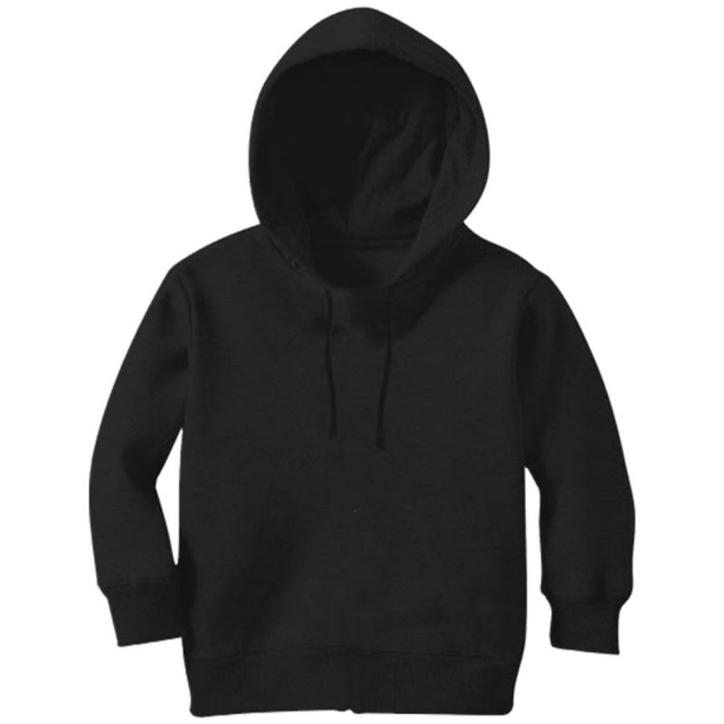 Black Plain Kids Boys Hooded Sweat Shirt