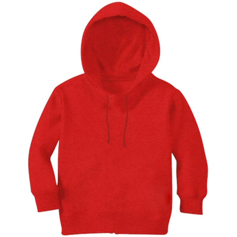 Red Plain Kids Boys Hooded Sweat Shirt