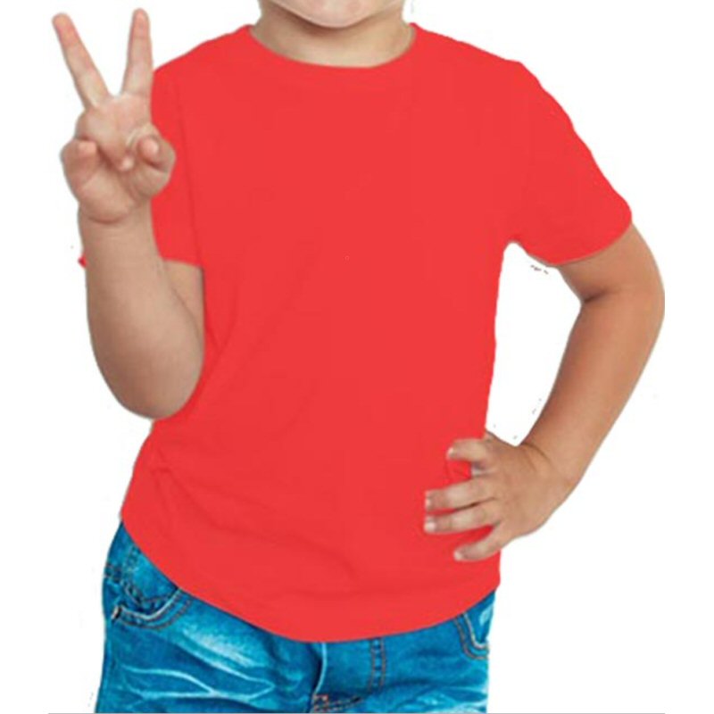 Red Plain Kids Boys Round Neck T-shirt