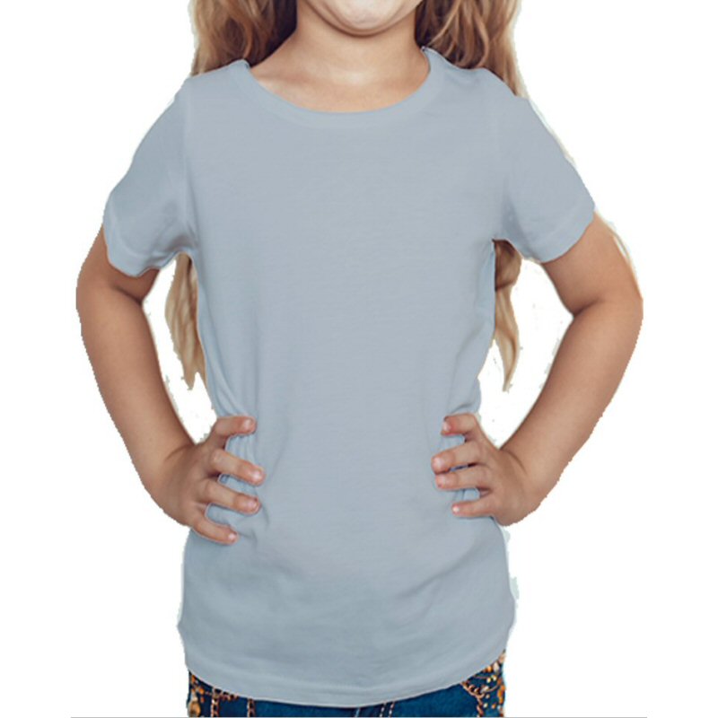 Grey Melange Plain Kids Girls Round Neck T-shirt