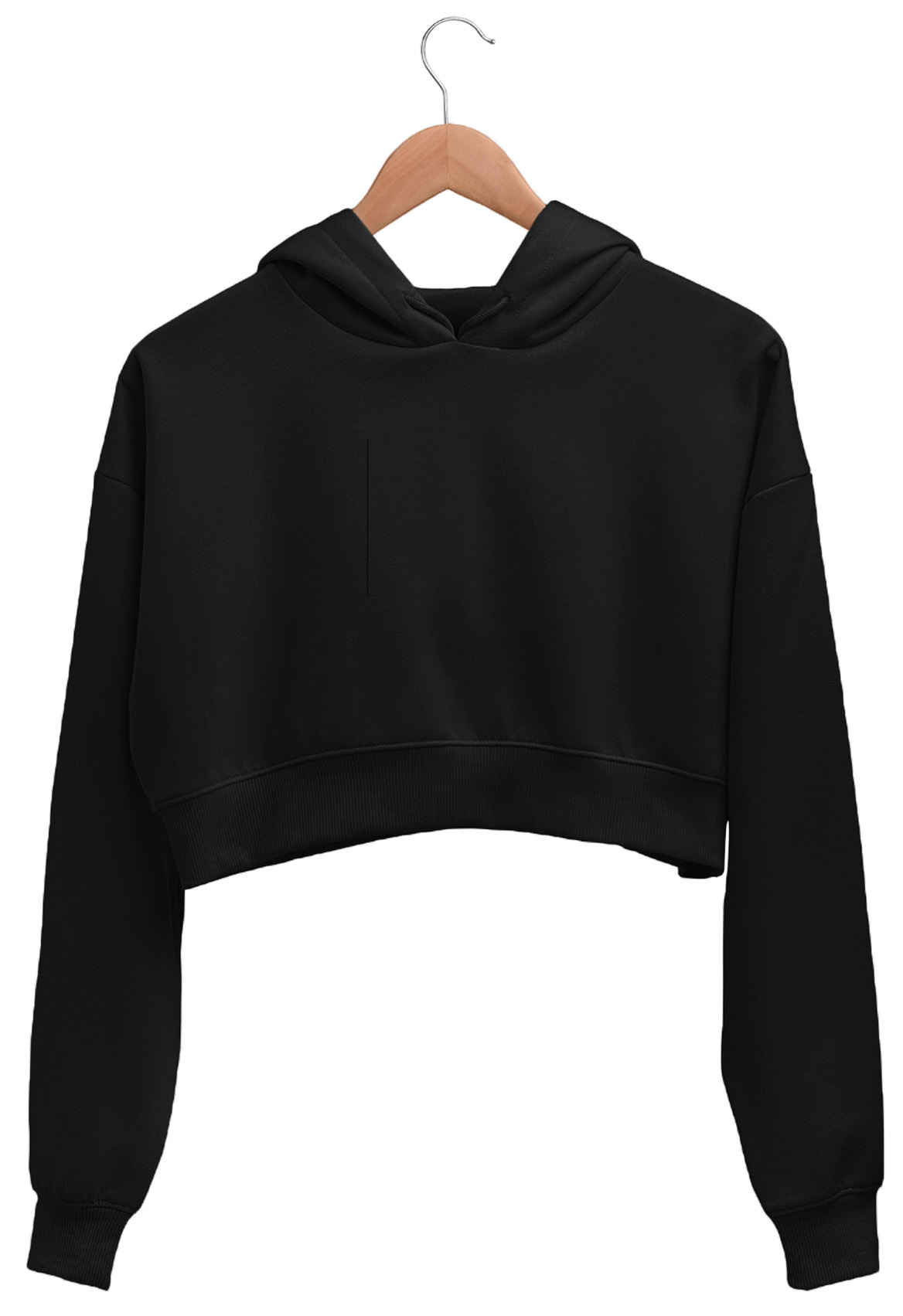 Black Plain Women Crop Hoodies