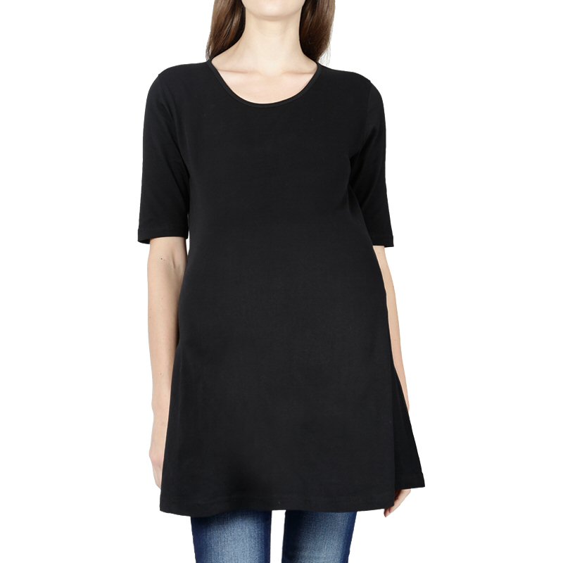 Black Plain Women Maternity T-Shirt
