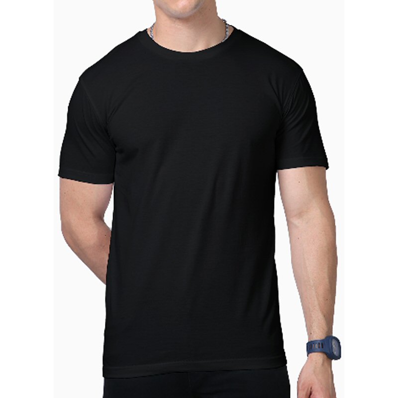 Black Supima Cotton Plain Round Neck T-shirt