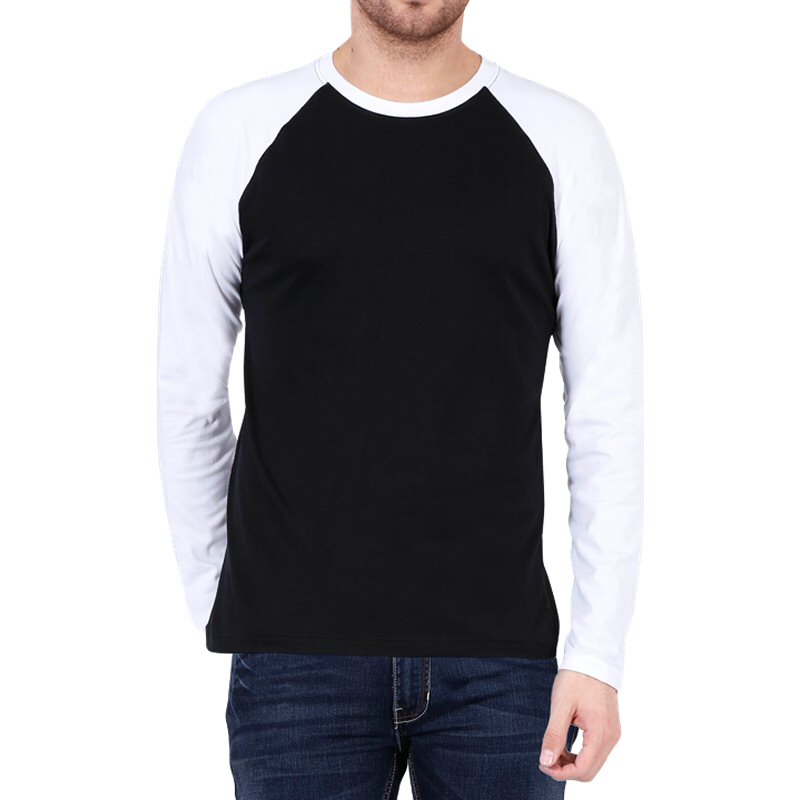 Black + White Plain Raglan Full Sleeve T-shirt