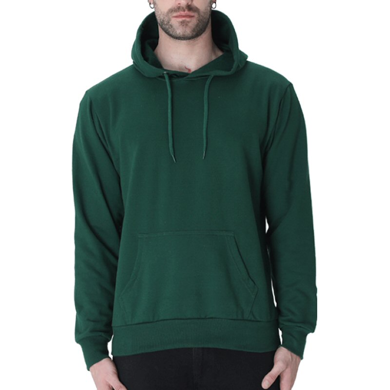 Bottle Green Men Plain Cotton Hoodie Bottle Green Men Plain Cotton Hoodie