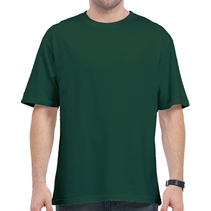 Bottle Green Plain Cotton Oversized 240 Gsm Round Neck T-shirt Bottle Green Plain Cotton Oversized 240 Gsm Round Neck T-shirt