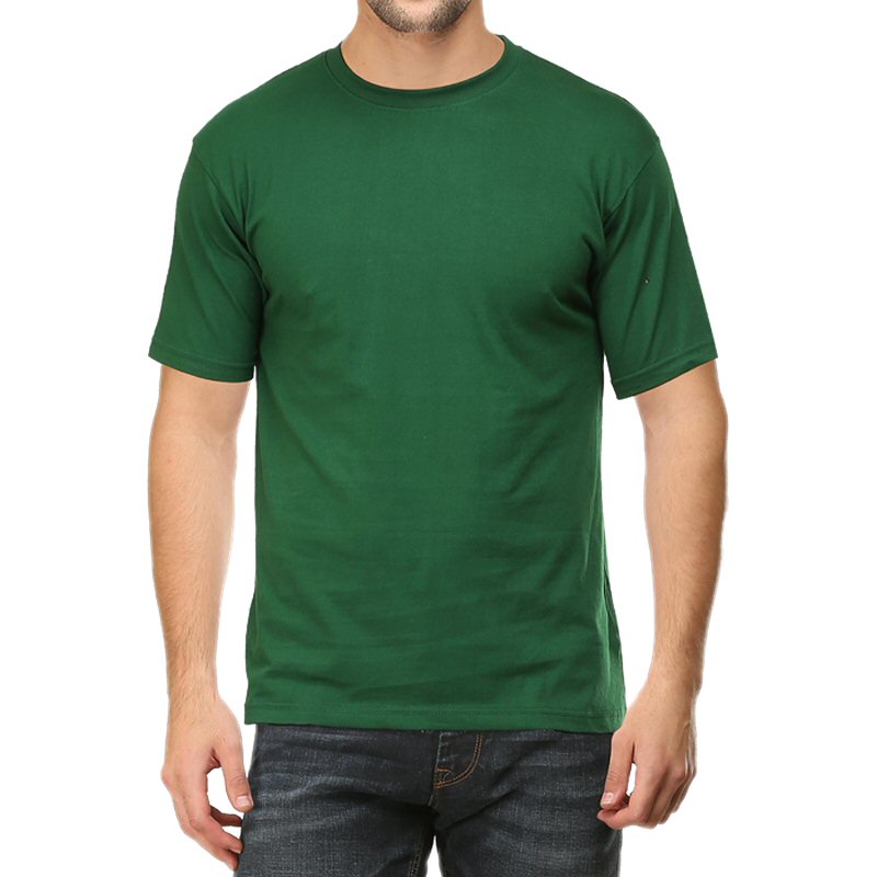 Bottle Green Unisex Plain Cotton Round Neck T-shirt