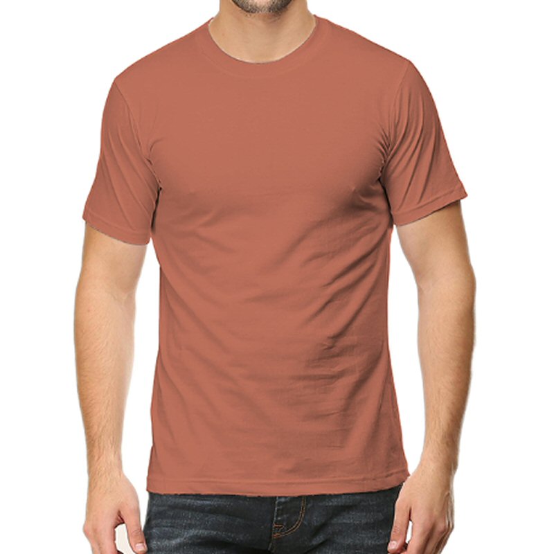 Copper Unisex Plain Cotton Round Neck T-shirt