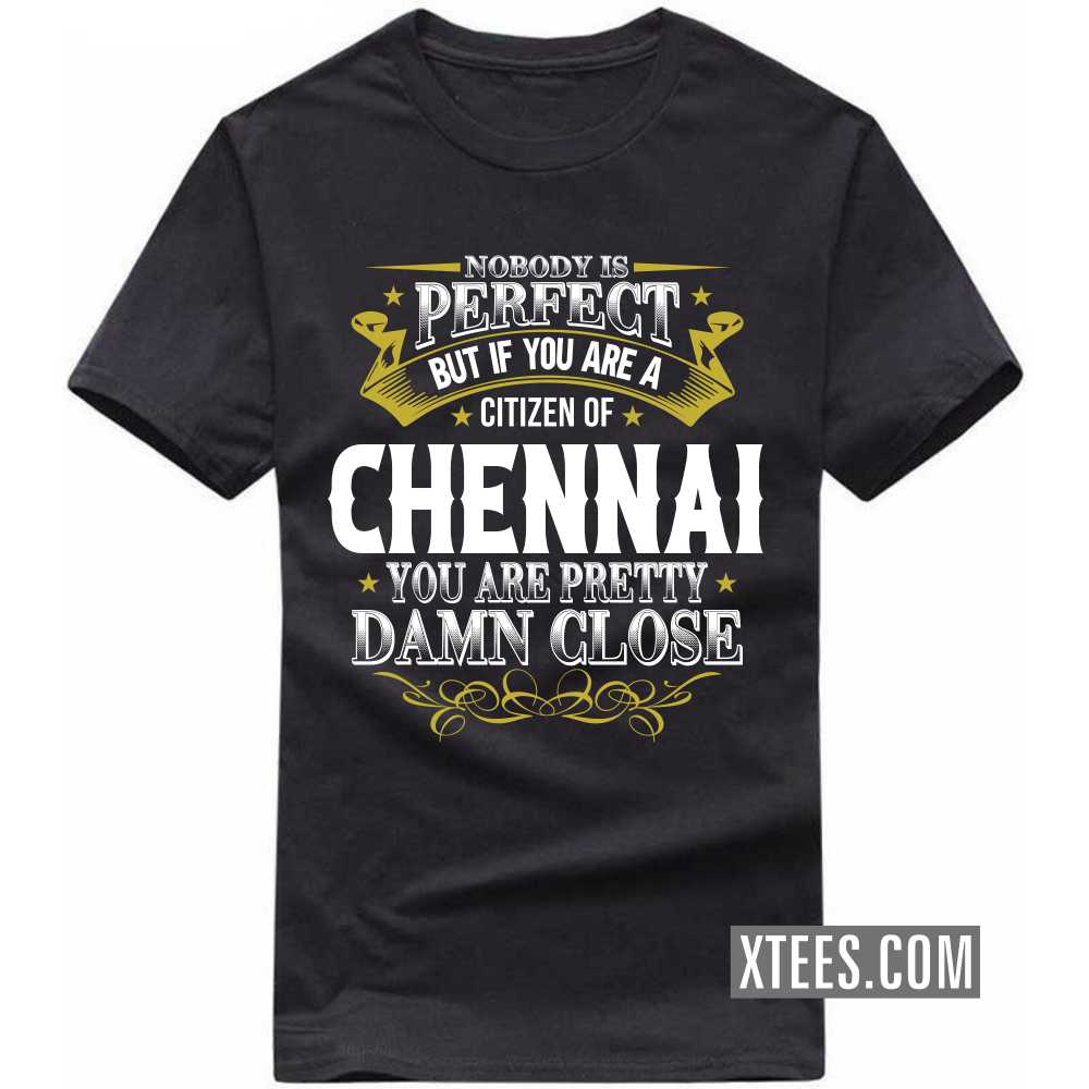 Nobody Is Perfect But If You Are A Citizen Of CHENNAI You Are Pretty Damn Close India City T-shirt
