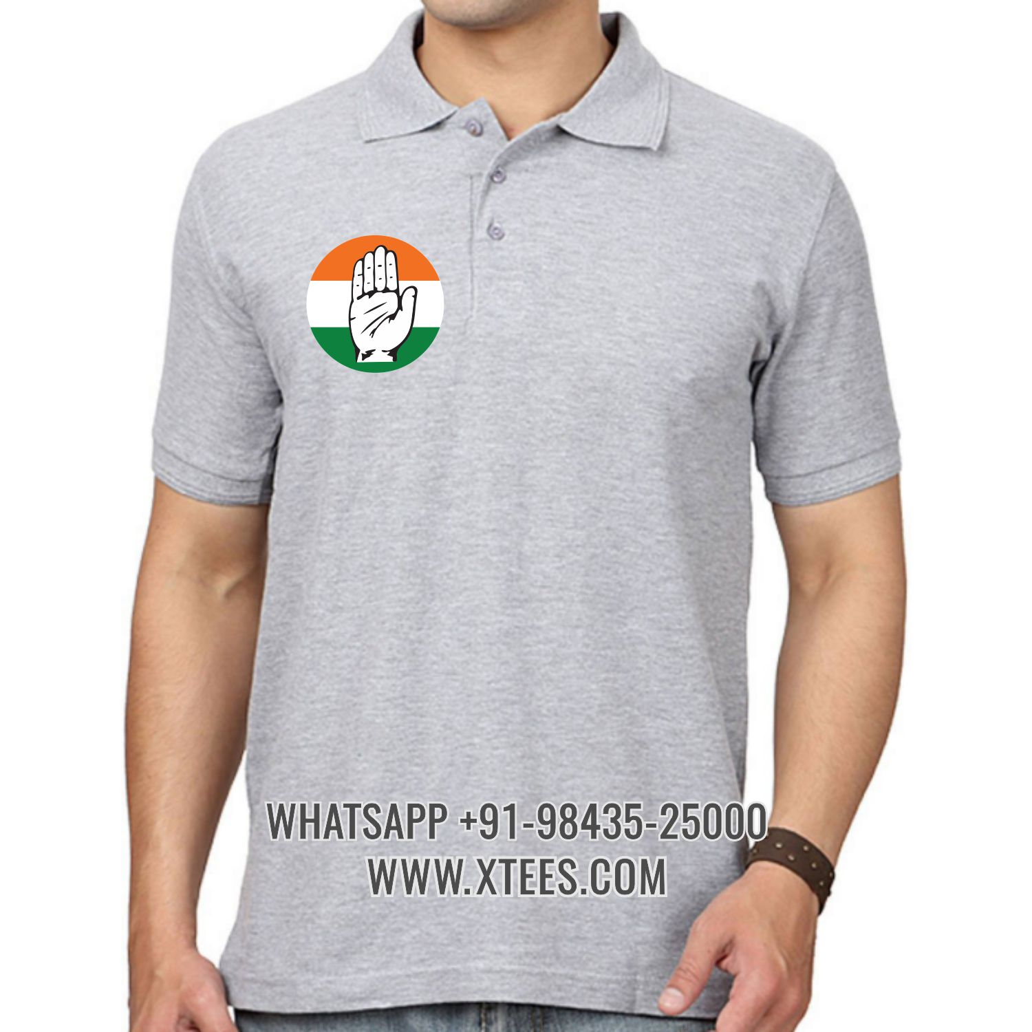 Congress Right Chest Logo Printed Collar Polo T-shirt