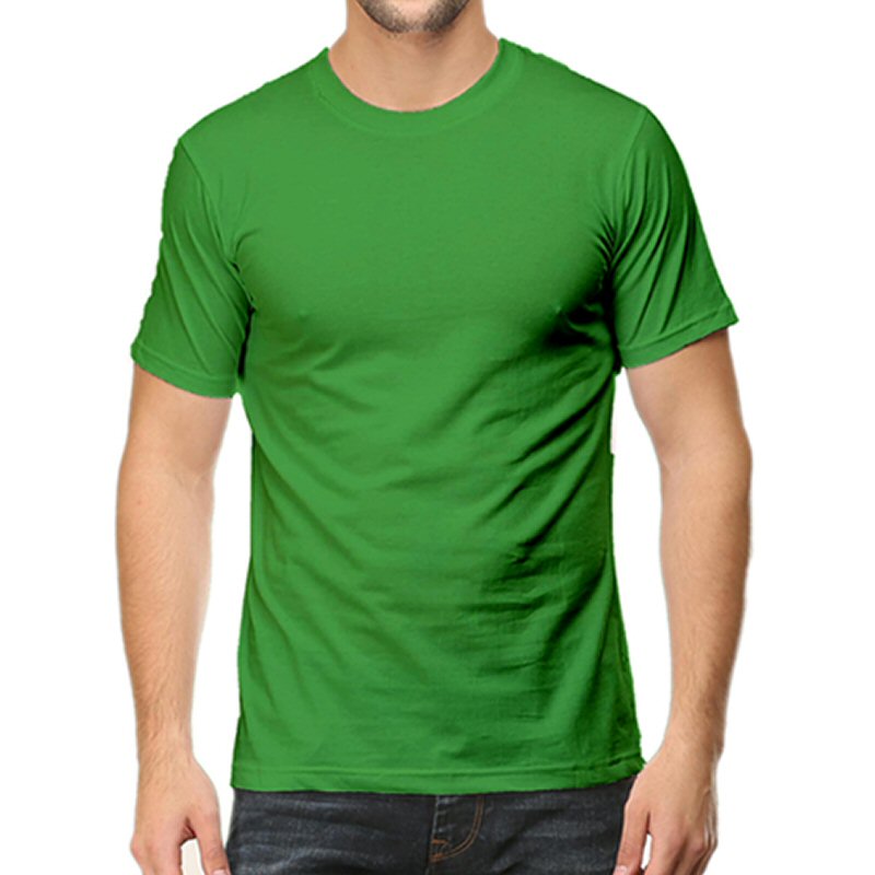 Flag Green Unisex Plain Cotton Round Neck T-shirt
