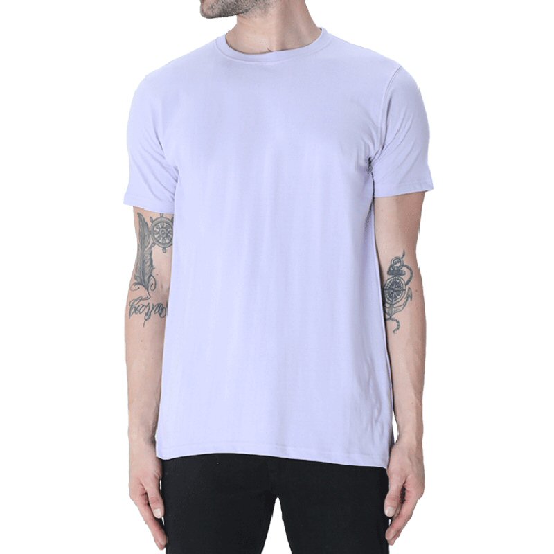 Lavender Unisex Plain Cotton Round Neck T-shirt