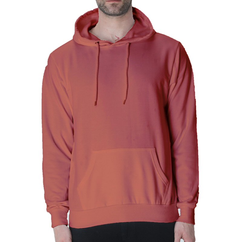 Coral Men Plain Cotton Hoodie Coral Men Plain Cotton Hoodie