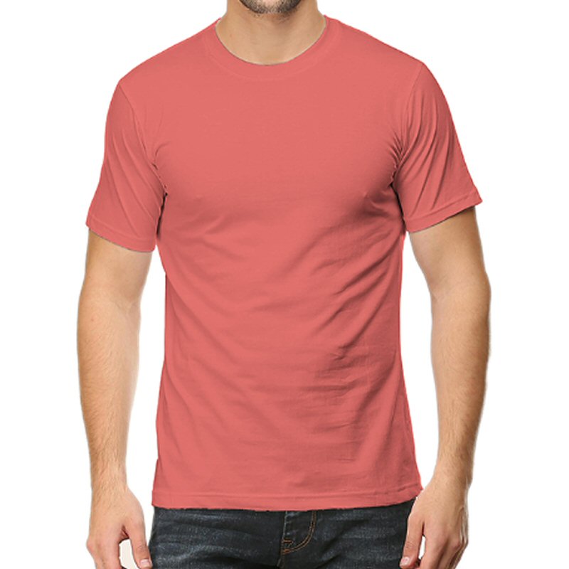 Coral Unisex Plain Cotton Round Neck T-shirt
