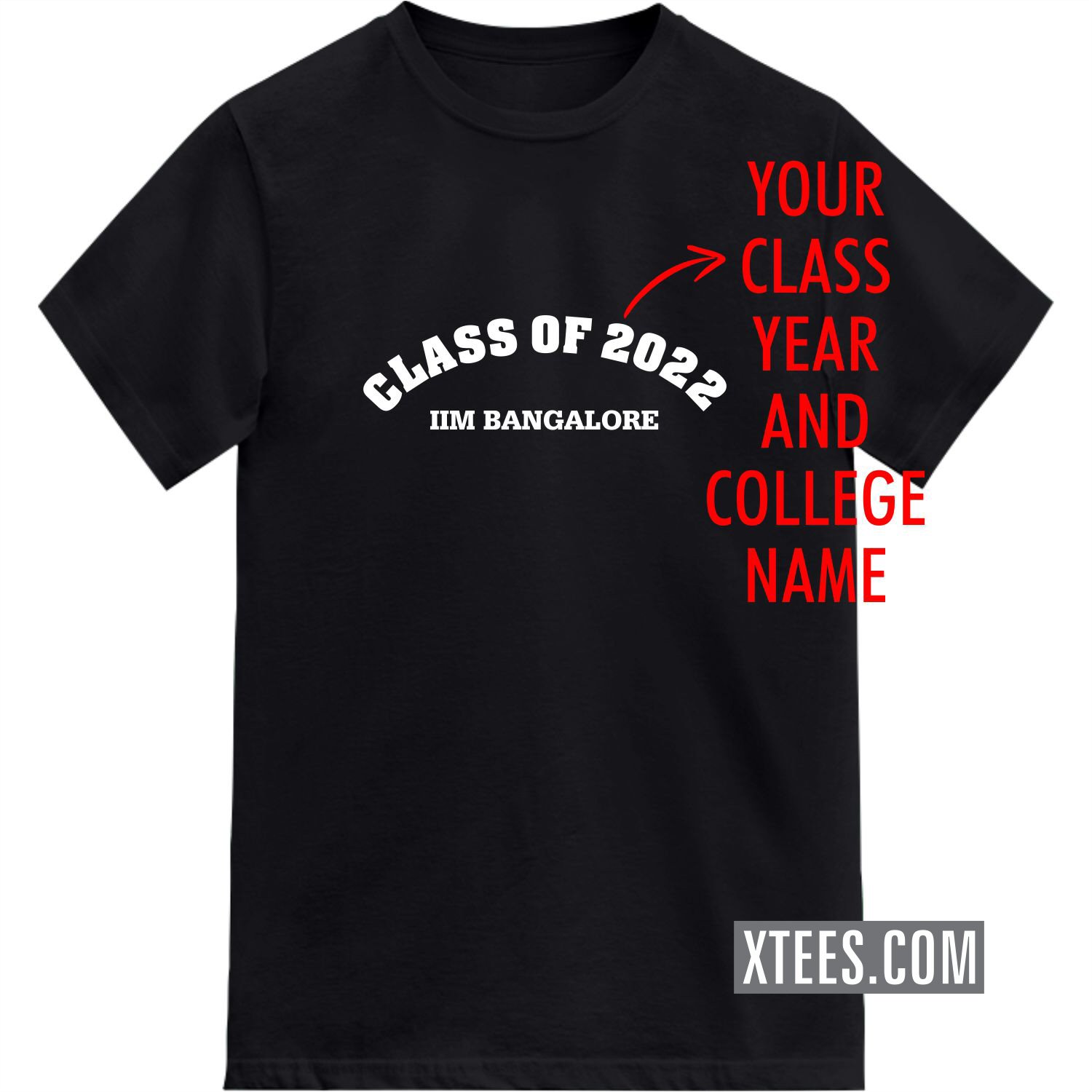 Custom Class Year And College Name Printed T-shirt