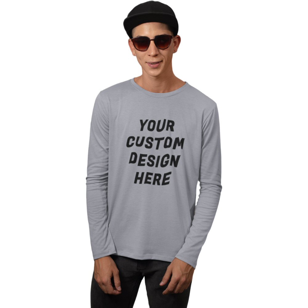 Custom Printed Men Round Neck Full Sleeve T-shirt