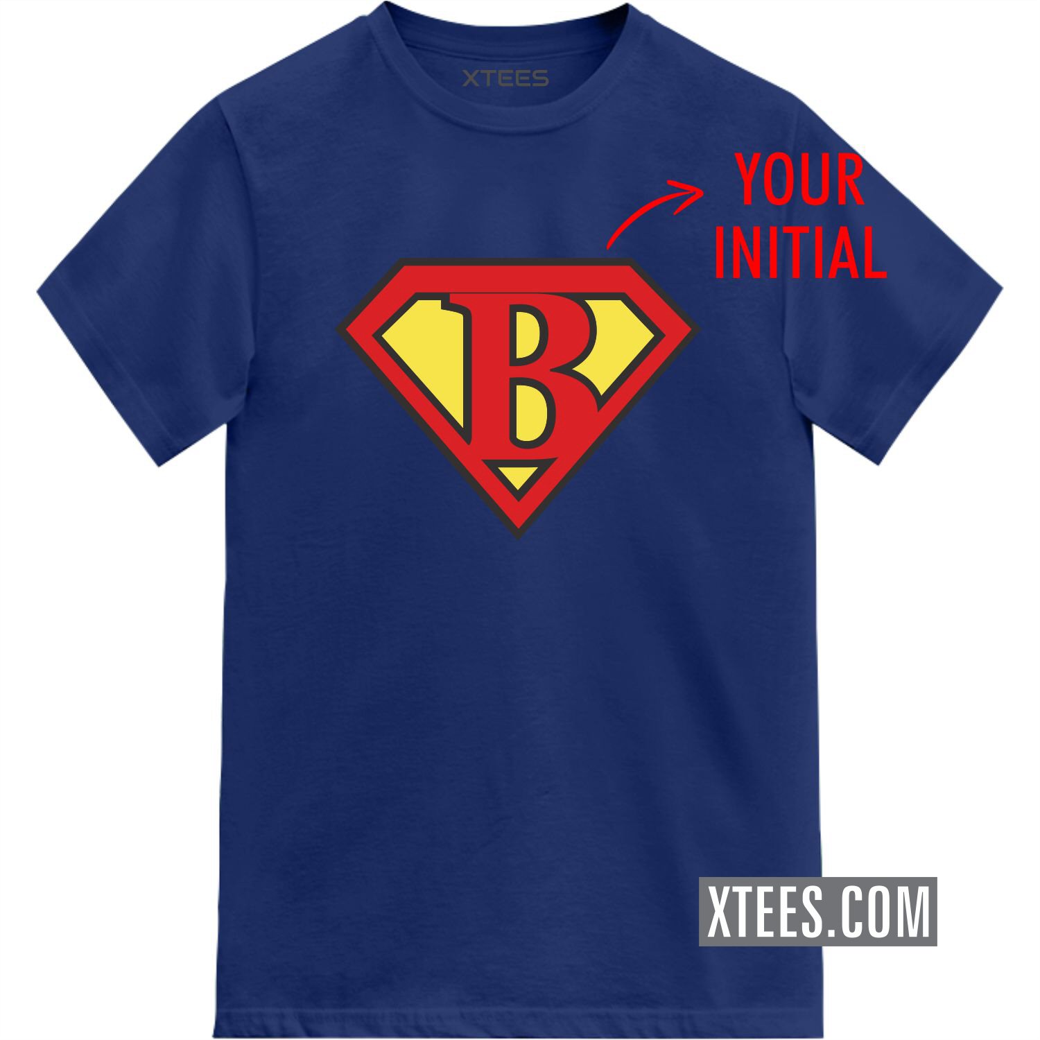 Custom Superman Initial Printed  T-shirt