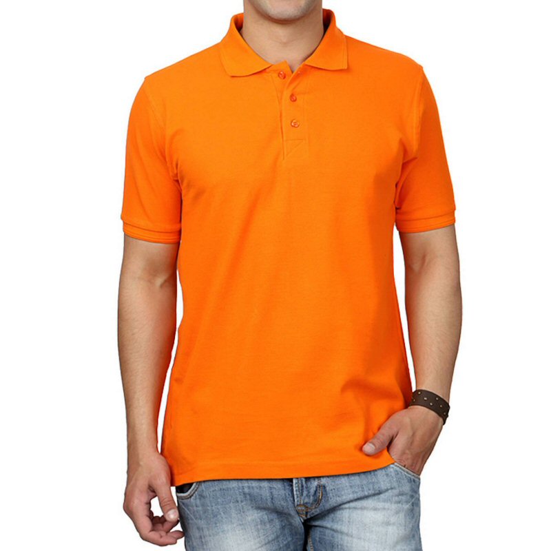 Dark Orange Unisex Plain Cotton Collar Polo T-shirt image Dark Orange Unisex Plain Cotton Collar Polo T-shirt image