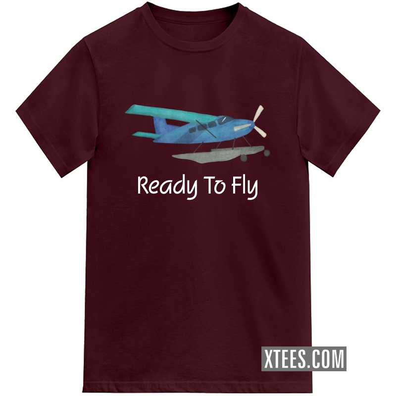 Ready To Fly Water Landing Airplane Printed Kids T-shirt