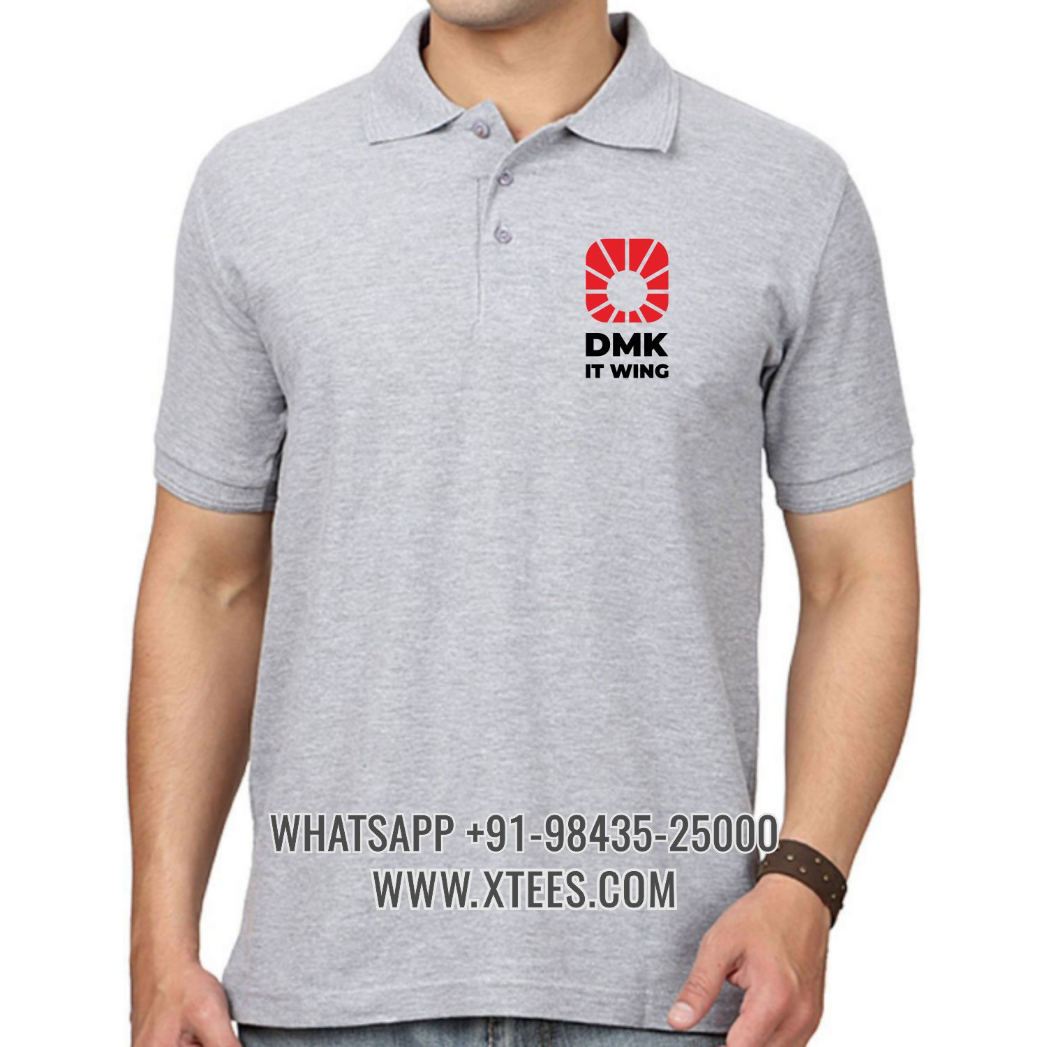 Dravida Munnetra Kazhagam Dmk It Wing Logo Left Chest Logo Printed Collar Polo T-shirt