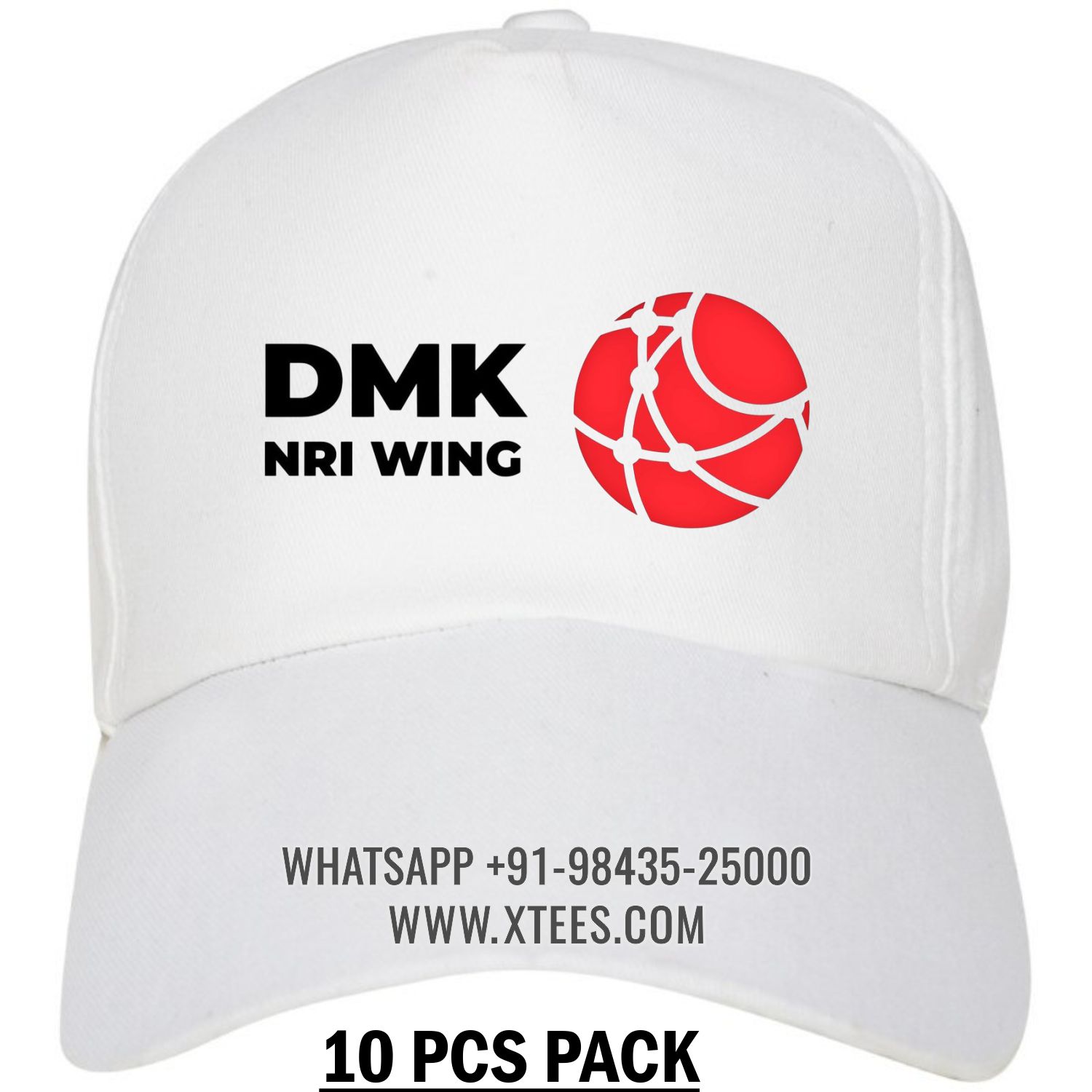 Dravida Munnetra Kazhagam Dmk NRI Wing Logo Printed Cap - 10 Pcs Pack