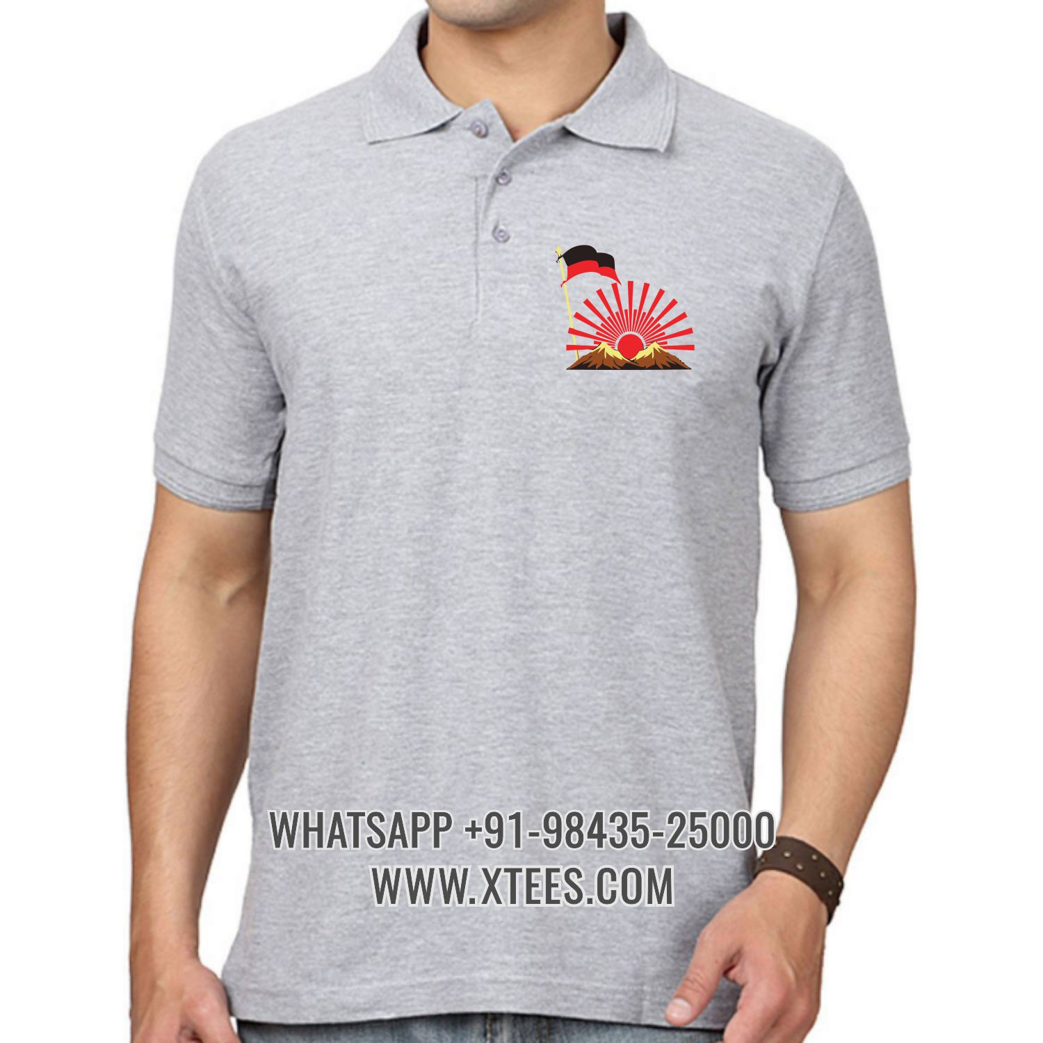 Dravida Munnetra Kazhagam dmk Logo 1 Left Chest Logo Printed Collar Polo T-shirt