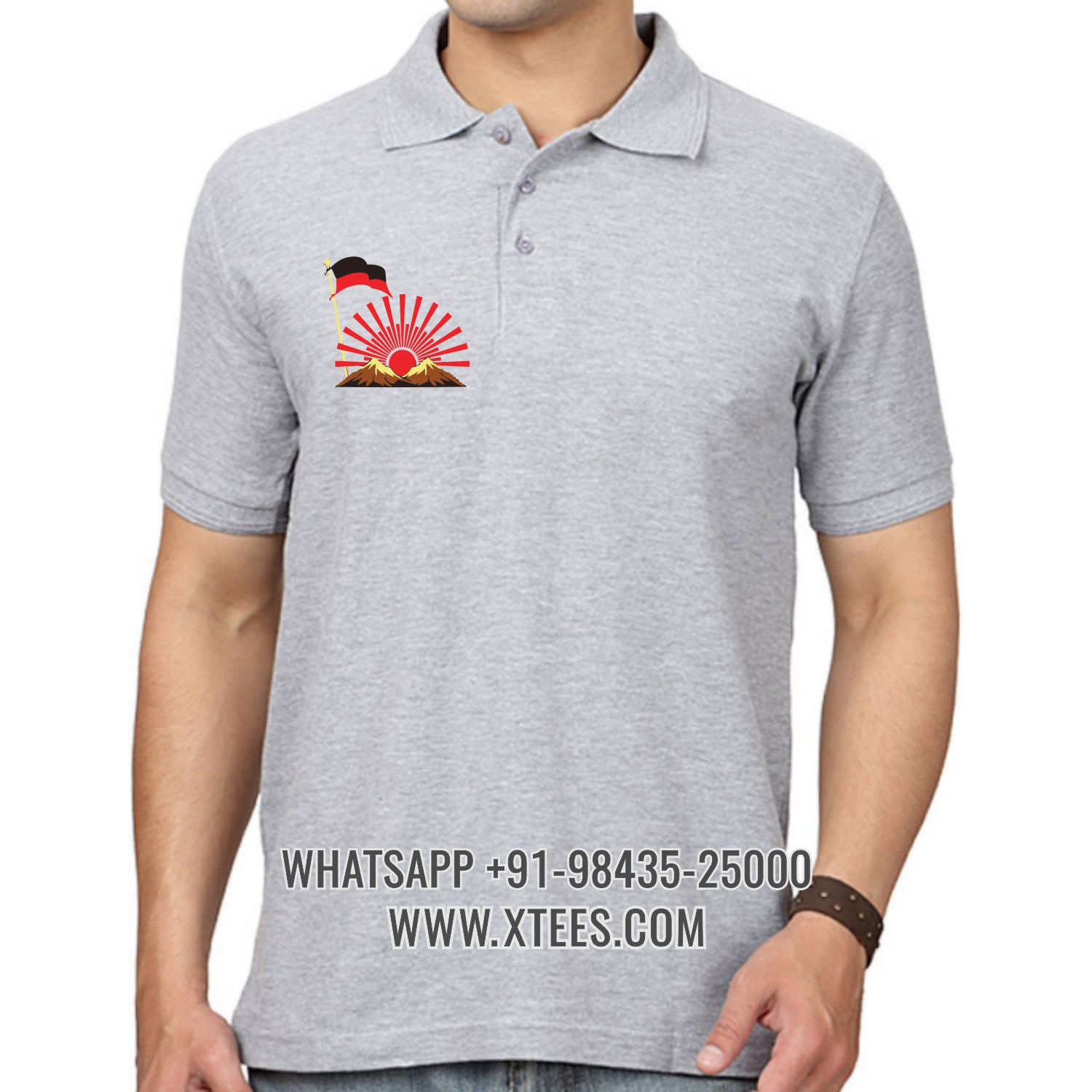 Dravida Munnetra Kazhagam dmk Logo 1 Right Chest Logo Printed Collar Polo T-shirt