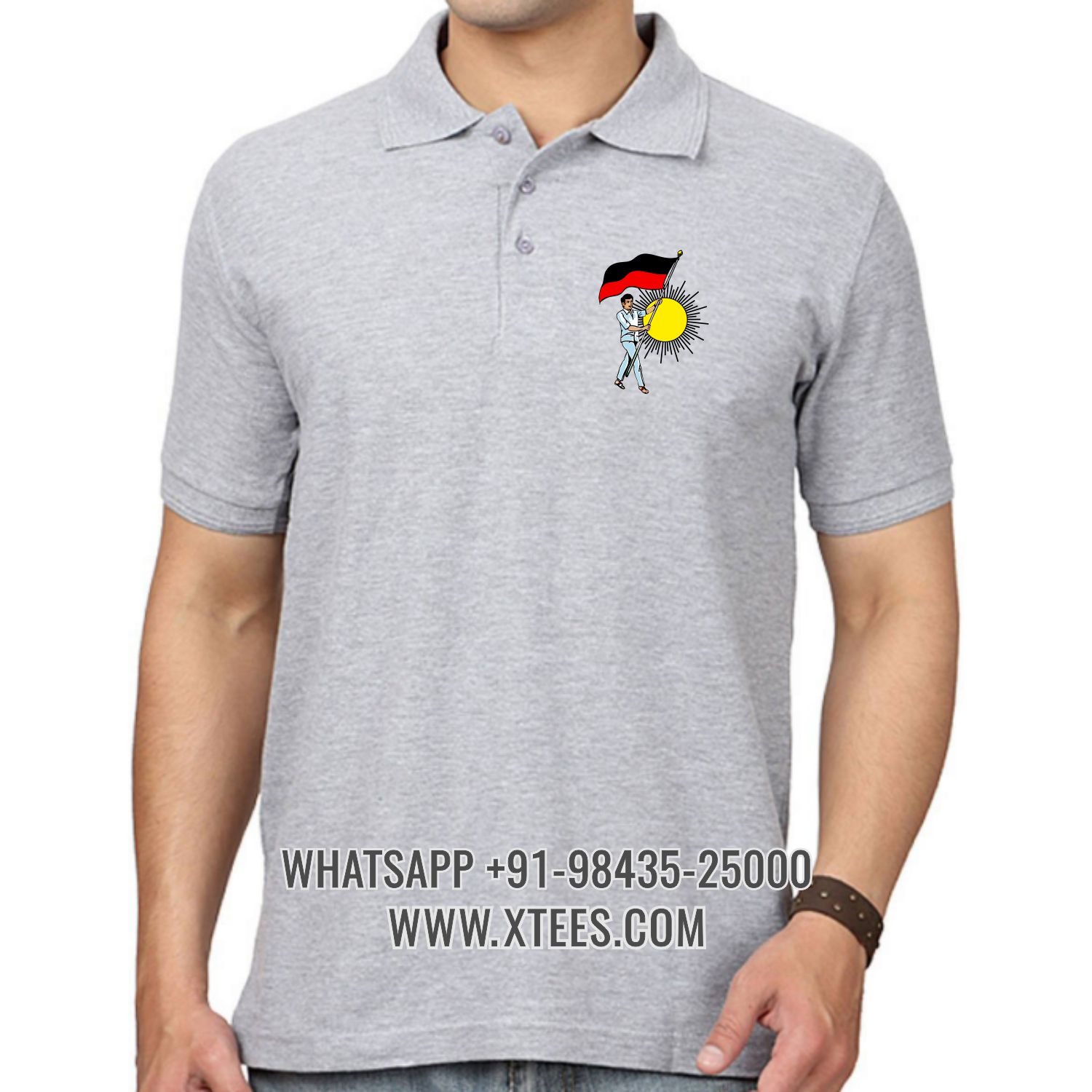 Dravida Munnetra Kazhagam Dmk Youth Wing Logo Left Chest Logo Printed Collar Polo T-shirt