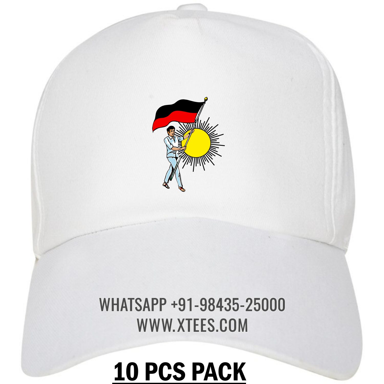 Dravida Munnetra Kazhagam Dmk Youth Wing Logo Printed Cap - 10 Pcs Pack