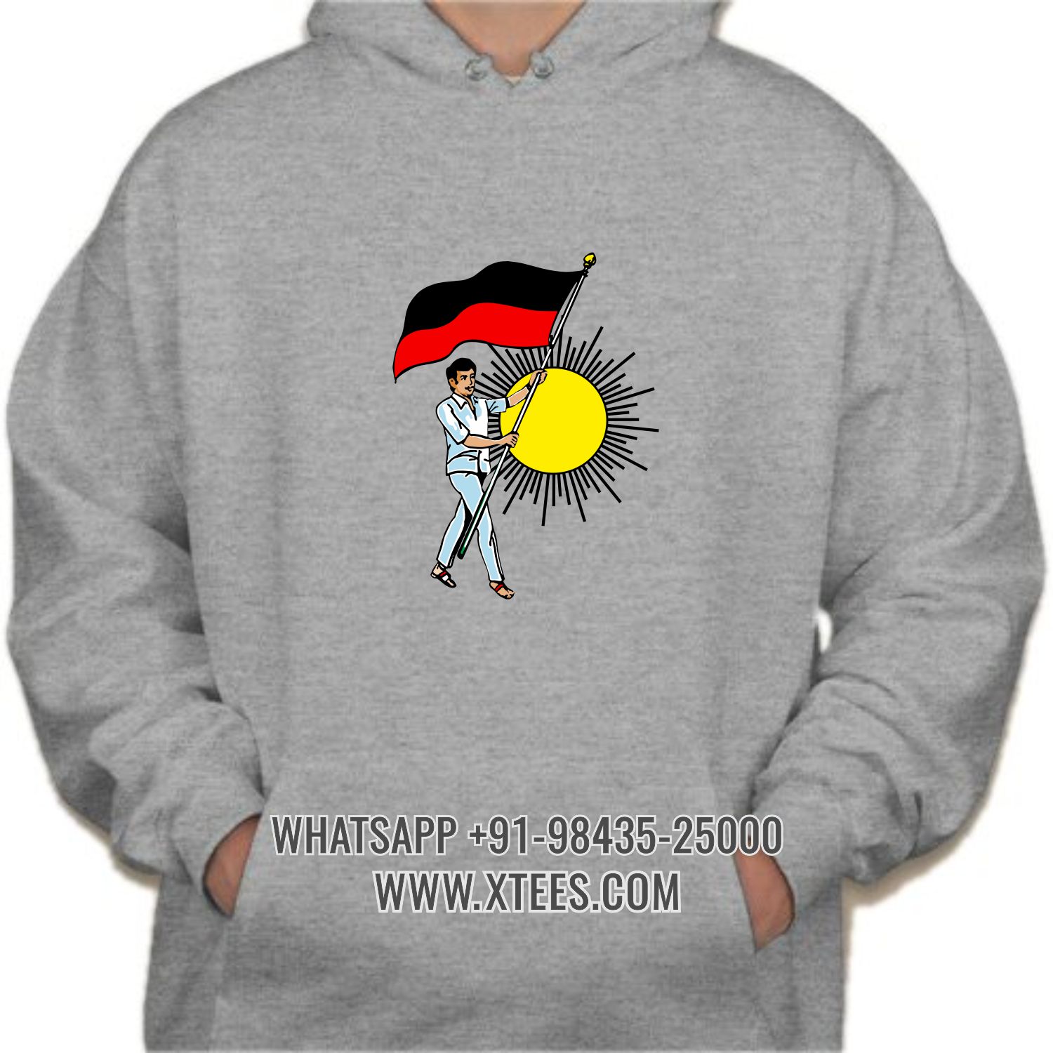 Dravida Munnetra Kazhagam Dmk Youth Wing Logo Printed Hoodie