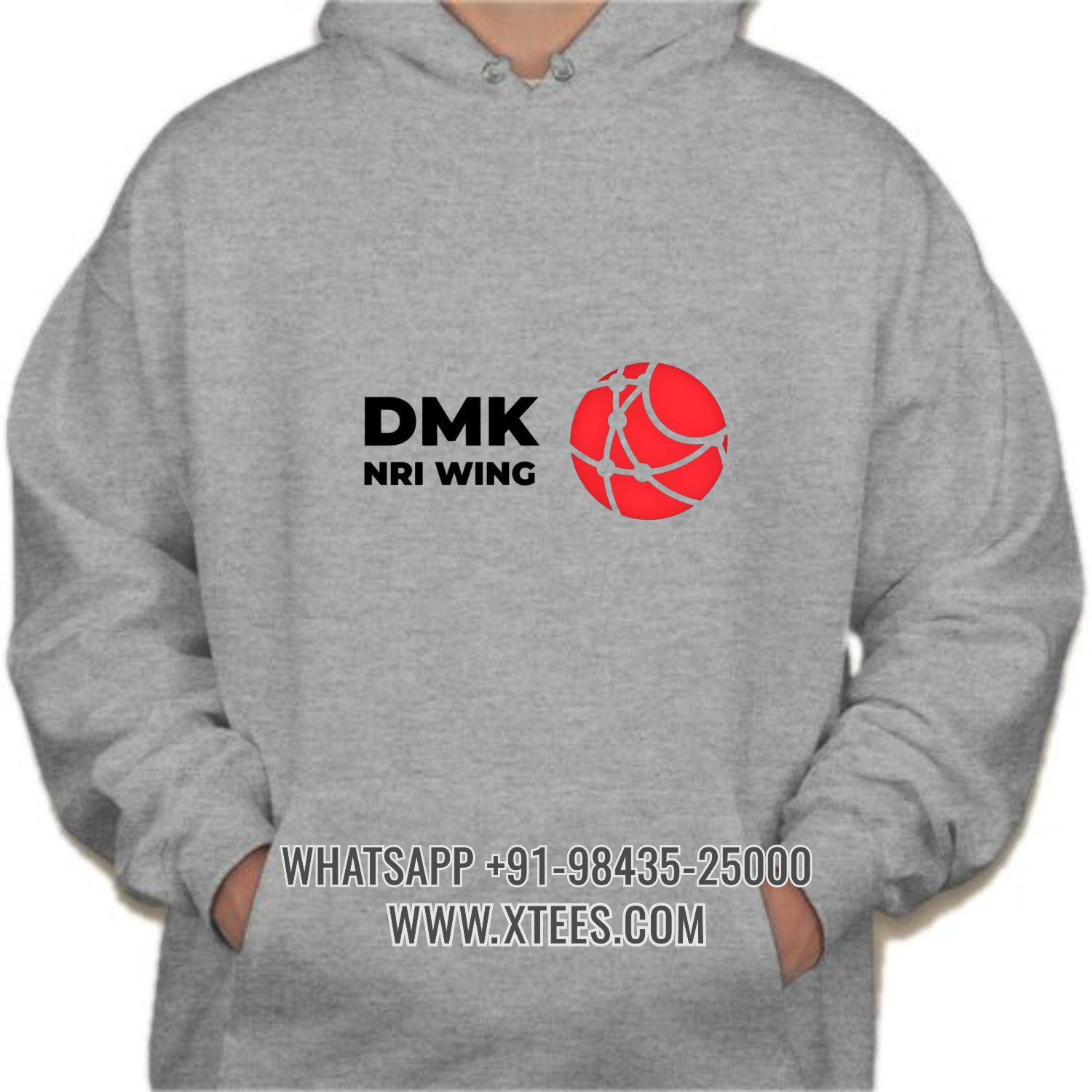 Dravida Munnetra Kazhagam Dmk NRI Wing Logo Printed Hoodie