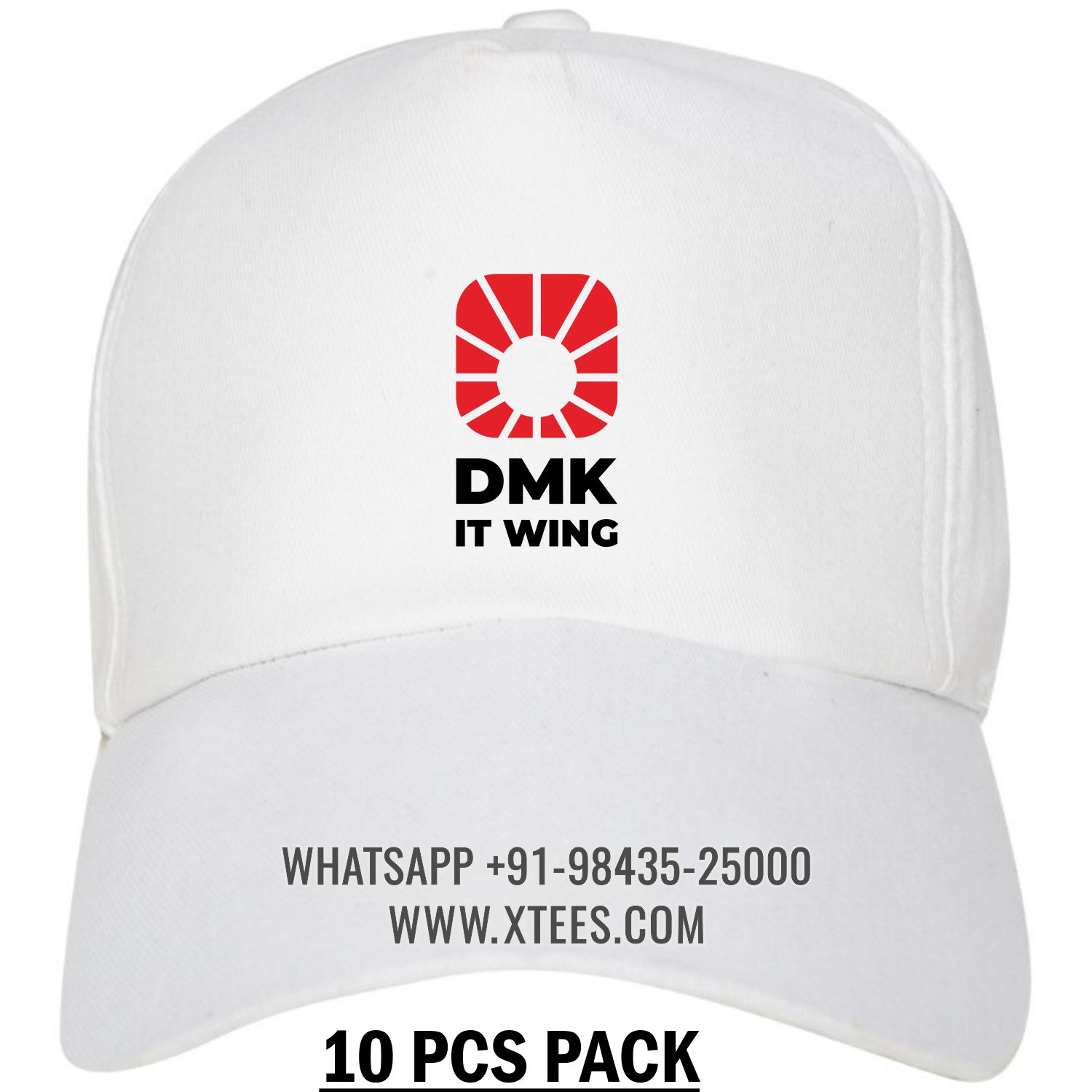 Dravida Munnetra Kazhagam Dmk IT Wing Logo Printed Cap - 10 Pcs Pack
