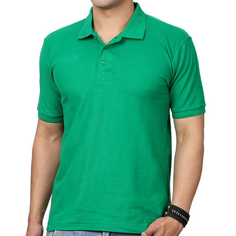 Flag Green Plain Cotton Collar Polo T-shirt Flag Green Plain Cotton Collar Polo T-shirt
